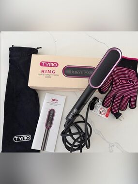 Tymo Pink & Black Ring Hair Straightening Brush